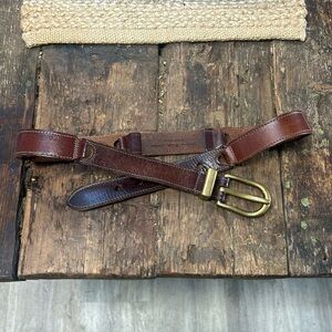 Fossil Dark Brown Leather Belt with Brass Buckle